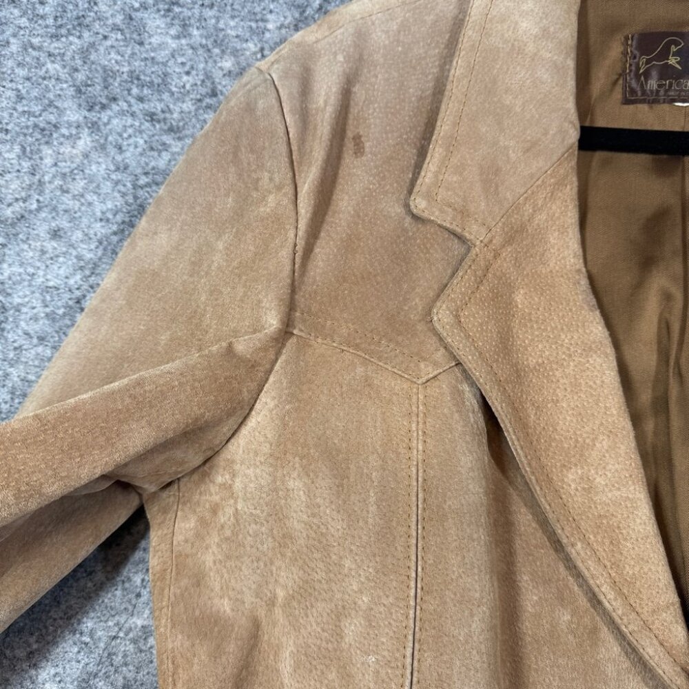 Vintage American West Suede Leather Blazer Tan Western Jacket Rodeo Festival - Picture 6 of 16